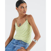 Green Sleeveless Studded Cowl Neck Cami Top