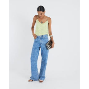 Green Sleeveless Studded Cowl Neck Cami Top