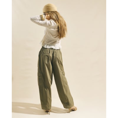 Green Straight Leg Cargo Trousers