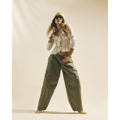 Green Straight Leg Cargo Trousers