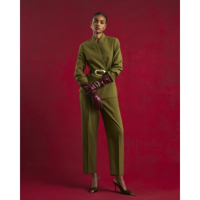 Green Straight Leg Trousers
