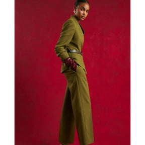 Green Straight Leg Trousers