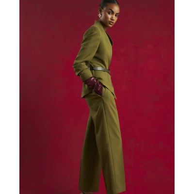 Green Straight Leg Trousers