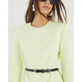Green Structured Belted Blazer