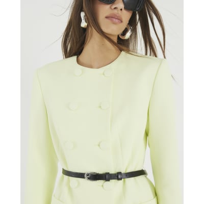 Green Structured Belted Blazer