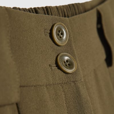 Green Wide Leg Pleated Trousers