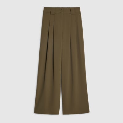 Green Wide Leg Pleated Trousers