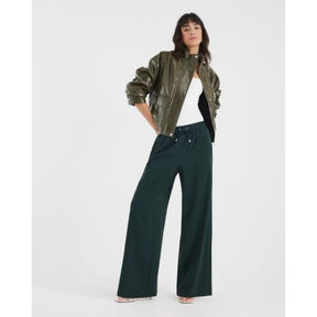 Green Wide Leg Side Striped Joggers