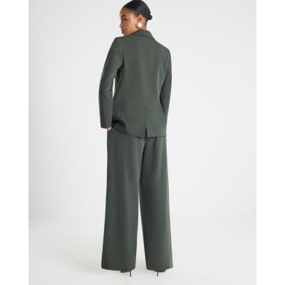 Green Wide Leg Tailored Trousers