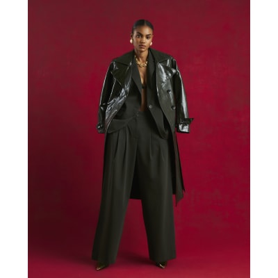 Green Wide Leg Tailored Trousers