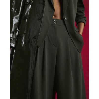 Green Wide Leg Tailored Trousers