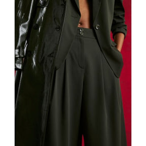 Green Wide Leg Tailored Trousers