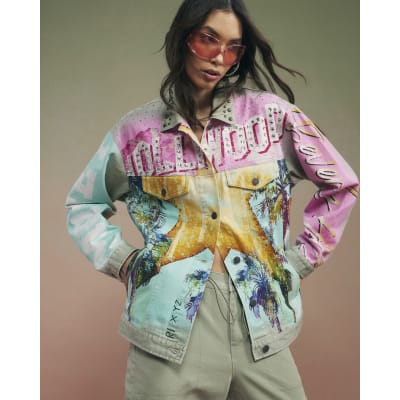 Green Year Zero Denim Printed Trucker Jacket