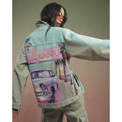 Green Year Zero Denim Printed Trucker Jacket