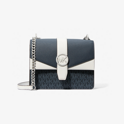 Greenwich Small Color-Block Signature Logo Crossbody Bag