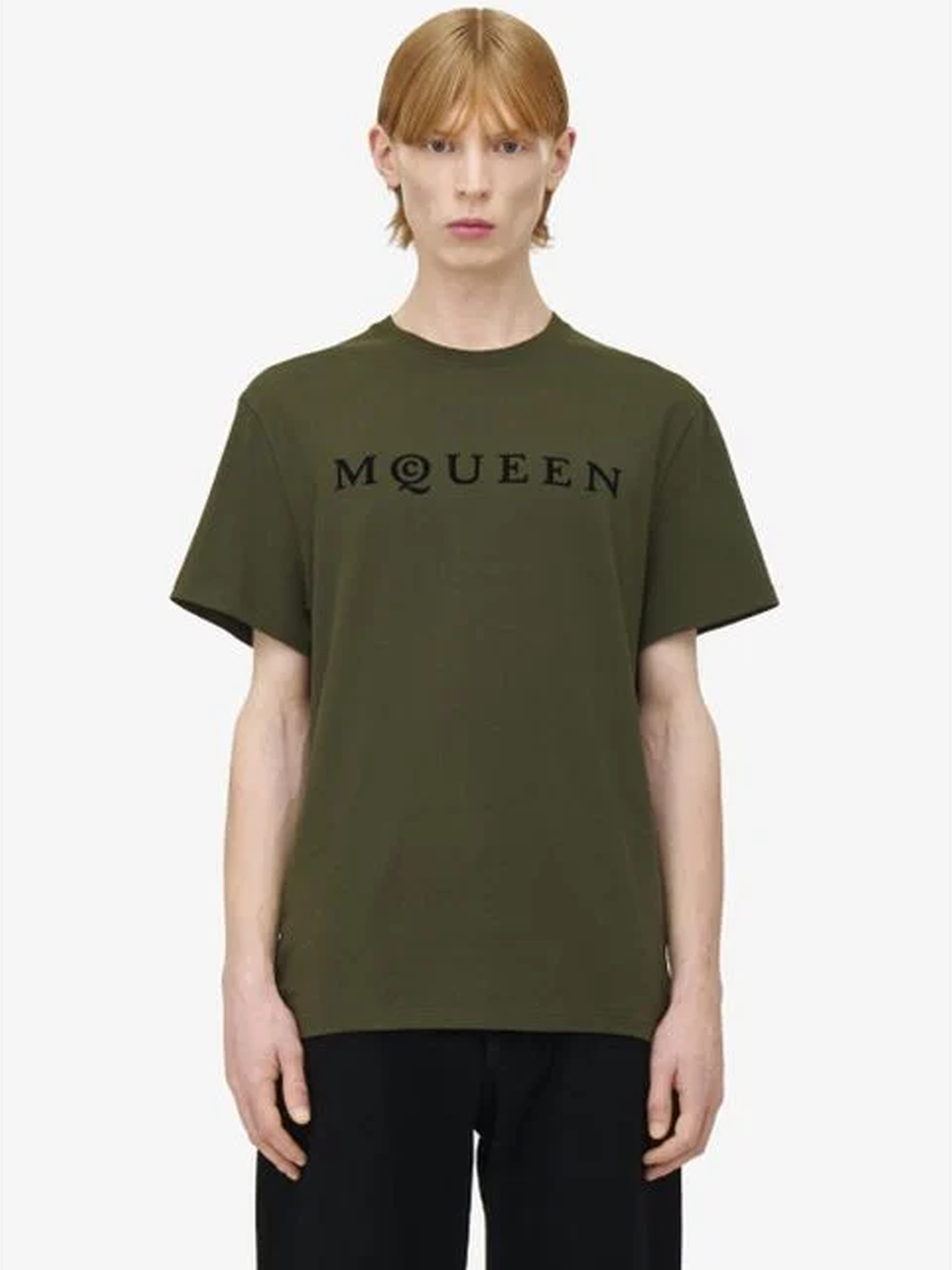 Alexander McQueen Flocked Logo T-Shirt in Green