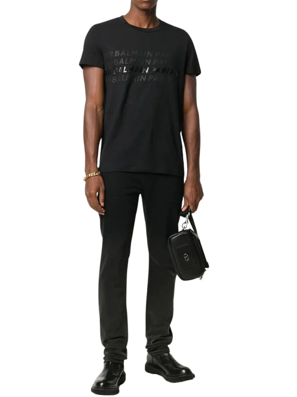 Balmain Paris Multi Logo Black T-Shirt