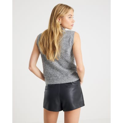 Grey Argyle Knit Tank Top