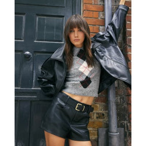 Grey Argyle Knit Tank Top