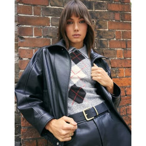 Grey Argyle Knit Tank Top