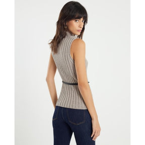 Grey Belted Knit ribbed tank top