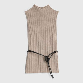 Grey Belted Knit ribbed tank top