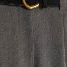 Grey Belted Wide Leg Trousers