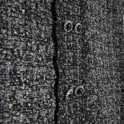 Grey Button Detail Boucle Collared Top