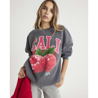 Grey Cali Raspberry Sweatshirt