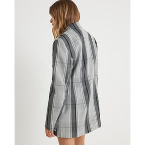 Grey Cinch Waist Check Blazer
