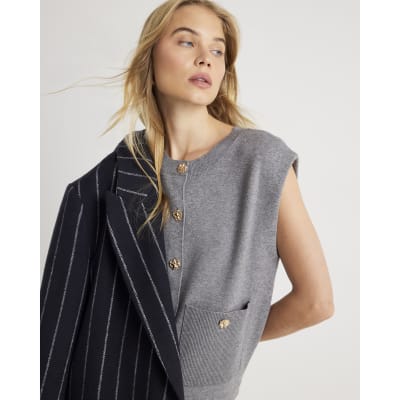 Grey Clean Knitted Waistcoat