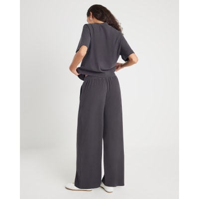 Grey Cosy Wide Leg Trousers