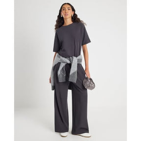 Grey Cosy Wide Leg Trousers