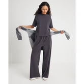 Grey Cosy Wide Leg Trousers