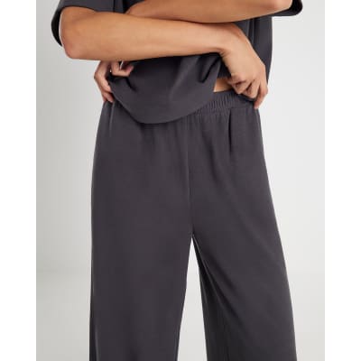 Grey Cosy Wide Leg Trousers