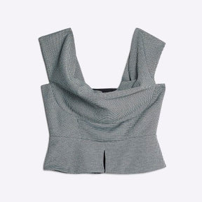 Grey Cowl Neck Corset Top