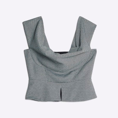 Grey Cowl Neck Corset Top