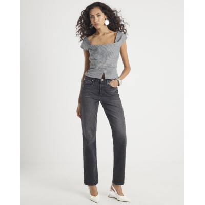 Grey Cowl Neck Corset Top