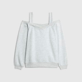 Grey Cut Away Cold Shoulder Detail Sweatshirt