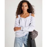 Grey Cut Away Cold Shoulder Detail Sweatshirt