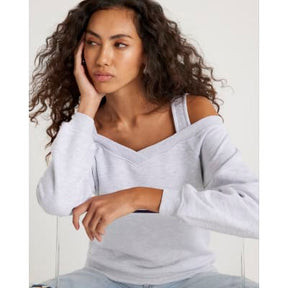 Grey Cut Away Cold Shoulder Detail Sweatshirt