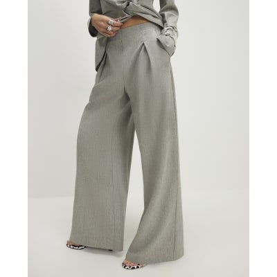 Grey Elasticated Wide Leg Trousers