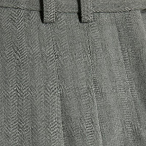 Grey Herringbone Wide Leg Trousers