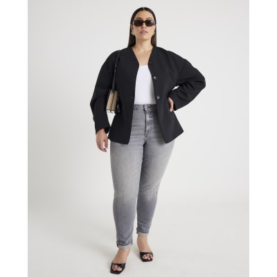Grey High Rise Mom Jeans
