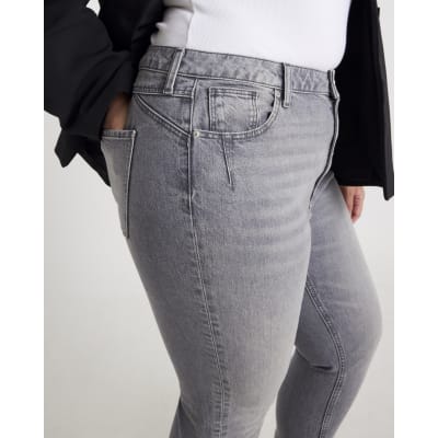 Grey High Rise Mom Jeans