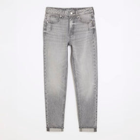 Grey High Rise Mom Jeans