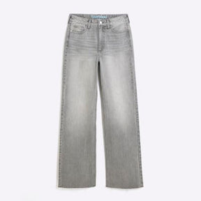 Grey High Rise Relaxed Straight Leg Jeans