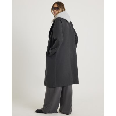 Grey Hooded Hybrid Coat