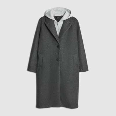 Grey Hooded Hybrid Coat