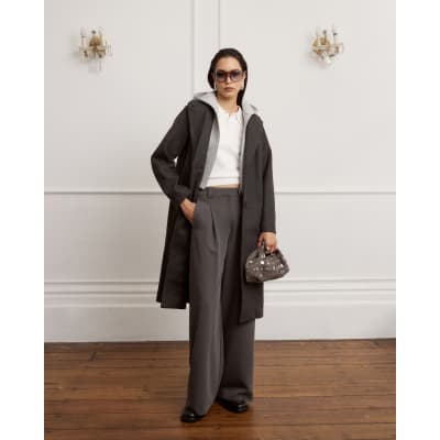 Grey Hooded Hybrid Coat